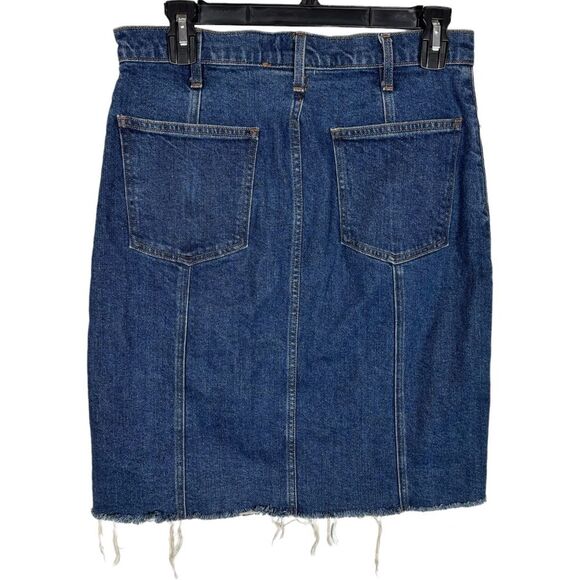 Gap High Rise Denim Button Front Jean Skirt Raw Hem Women's 28 Tall - Picture 3 of 5